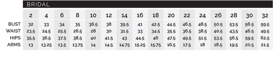 Amsale Size Chart